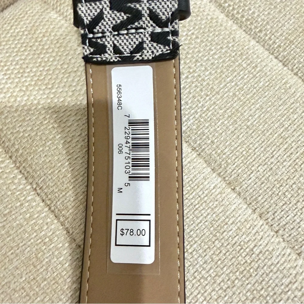 NEW Michael Kors Womens‎ Signature Monogram Grommet Belt Black White Medium